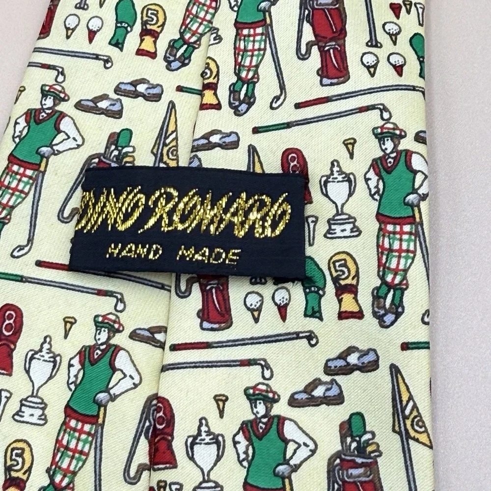 Dino Romaro Mens Neck Tie Golf Handmade Novelty Polyester Country Club Preppy